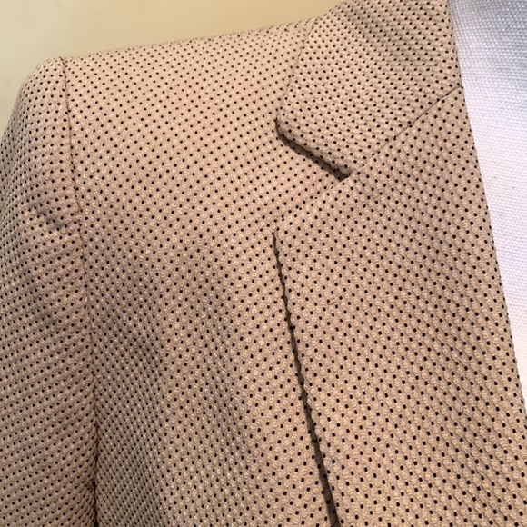 ZARA Tailored Blazer Tan With Black Polka Dots Academia Old Money Neutral Sz 6 - Picture 2 of 12